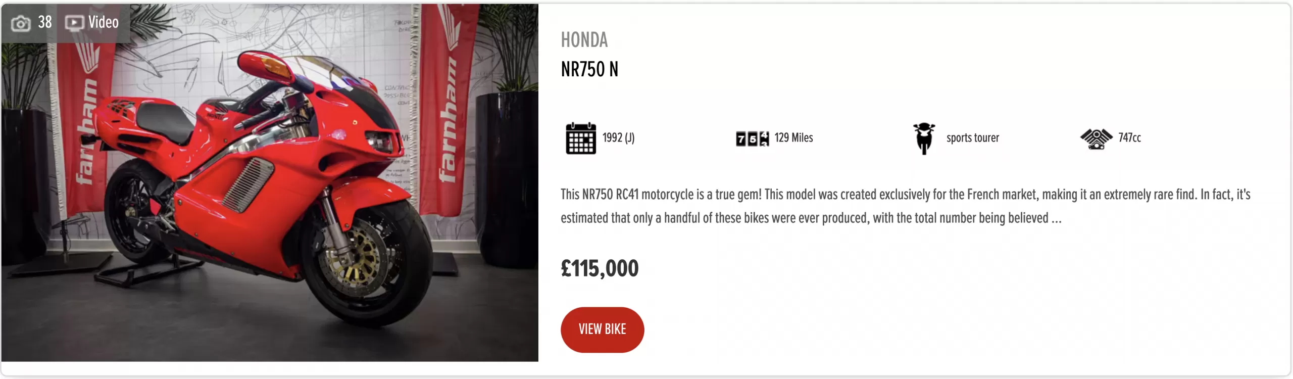 Honda NR750 For Sale in Farnham, Surrey